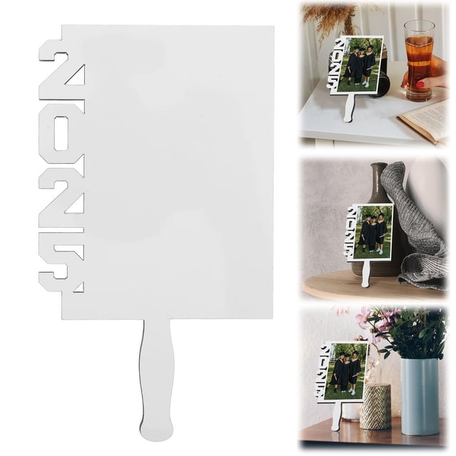 WRXMIJNHGSA Desktop Dress Up Under $10 Home & Garden Desktop Ornament 2025 Graduation Sublimation Photo Frame Heat Transfer Handheld Fan Picture Frame DIY Blank Grad Photo Frame 177x100x5mm