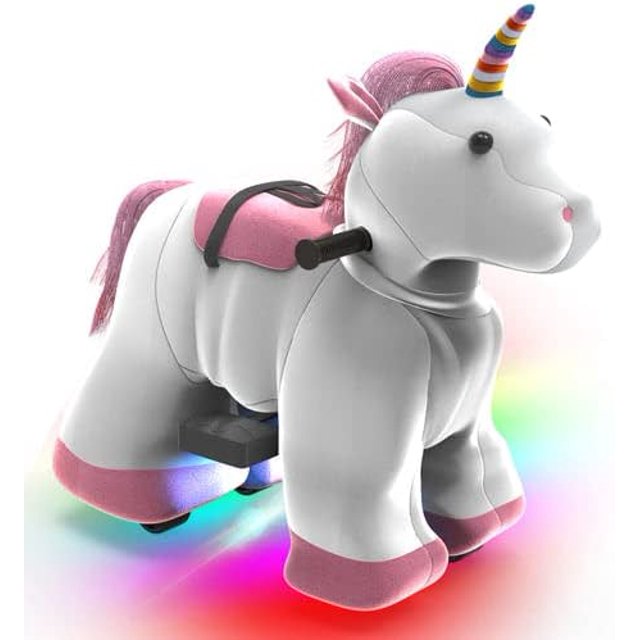 HOVER HEART Electric Animal Ride On Toy, 6V Powered Unicorn Ride-on with Wheels, Led Lights, Safety Belt, A Great Gift Choice for Kid