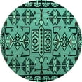 thumbnail image 1 of Ahgly Company Indoor Round Southwestern Turquoise Blue Country Area Rugs, 6' Round, 1 of 4