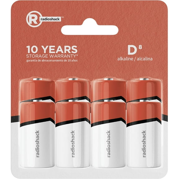 RadioShack Value Pack D Alkaline Battery (8 Pack) 10 Year Shelf Life