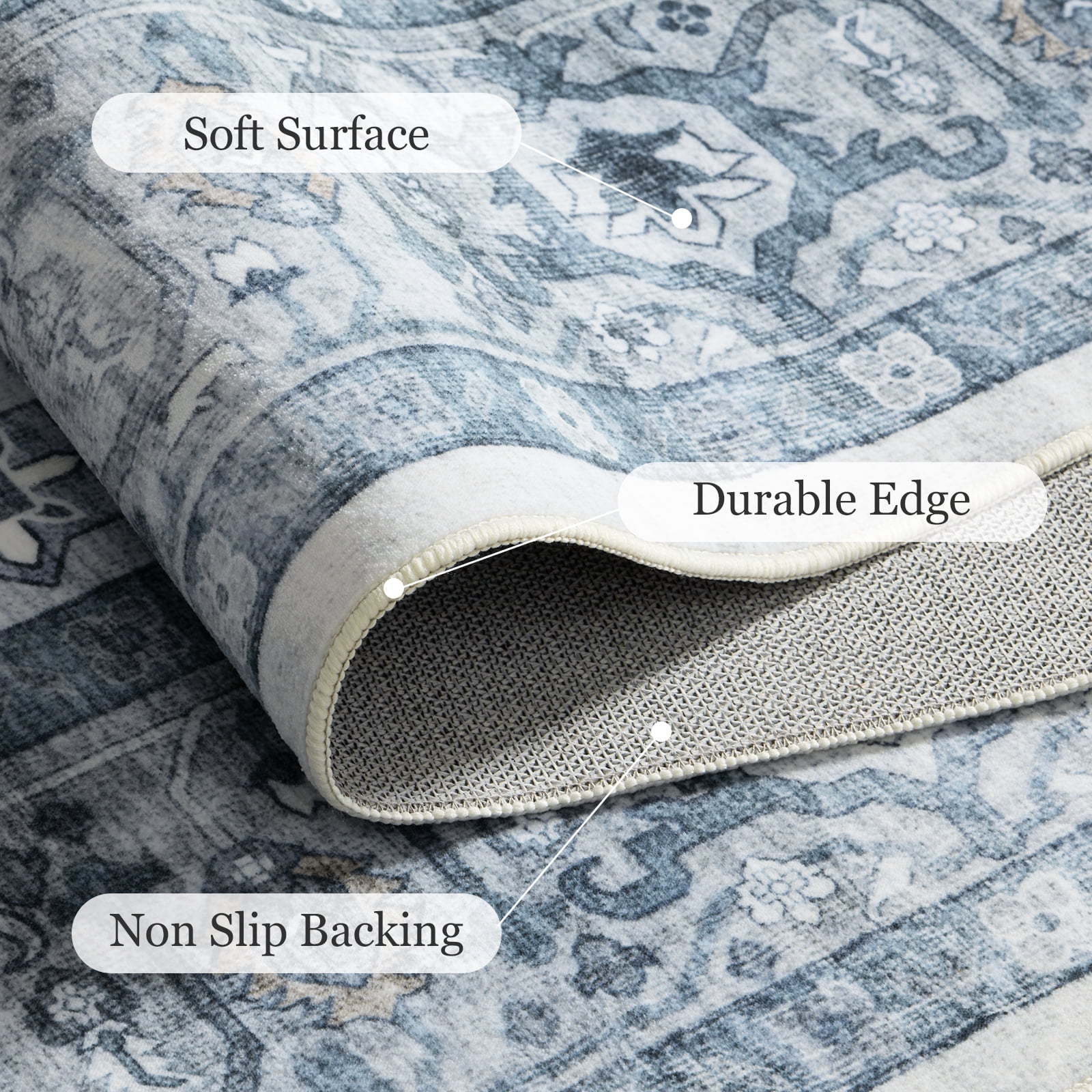 CHITOOMA 8'x10' Machine-washable Area Rugs for Living Room, Boho Area Rugs with Non-Slip Backing, Stain Resistant Non-Shed Carpet for Bedroom, Dining Room, Dorm, Office