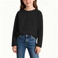 thumbnail image 5 of OGLCCG Boys Long Sleeve Shirts Girls Cotton Crewneck T-Shirts Stretchy Kids Basic Soft Long Sleeve Tees Tops(Black,7-8 Years), 5 of 6