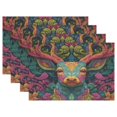 thumbnail image 2 of Rectangular Placemat Set 12'x18' Exquisite Print Durable & Heat Resistant An Intricately Designed Deer Head, 2 of 8