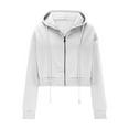 thumbnail image 5 of tarylea Hoodies for Women Drawstring Full Zipper Sweatshirt Long Sleeve Solid Color Crop Tops Casual Fitting Workout Running Tops, 5 of 6