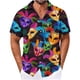 thumbnail image 2 of Blusa y camisa de manga corta con cuello vuelto para hombre, camisa de cuello abotonado con estampado de carnaval, blusa de longitud media para hombre, 2 of 6