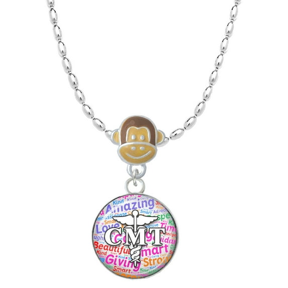 Delight Jewelry Silvertone Domed Multi Color CMT Mia Monkey Charm Necklace