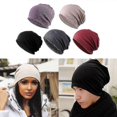 thumbnail image 2 of 5 Piece Slouchy Baggy Beanie Chemo Hat Cap Khaki + Black + Gray + Wine Red + Purple, 2 of 5
