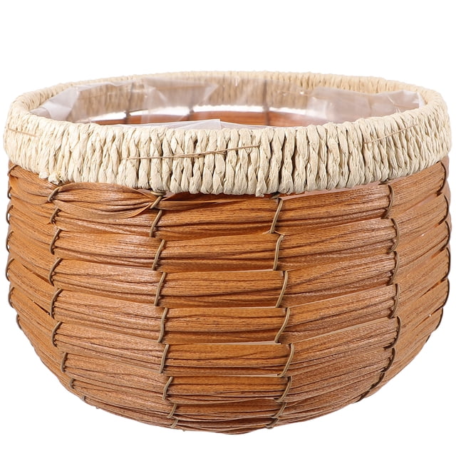 Shisuyan Woven Planter Basket Natural Handwoven Plant Pot Container Farmhouse Planter Rattan Basket