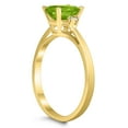 thumbnail image 2 of SZUL Women's Emerald Cut 7X5MM Peridot and Diamond Three Stone Ring in 10K Yellow Gold, 2 of 4