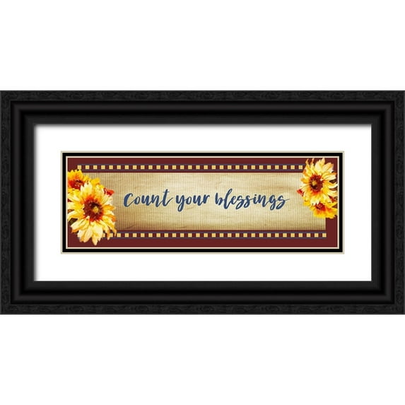 Murdock, Ramona 18x9 Black Ornate Wood Framed with Double Matting Museum Art Print Titled - Count Your Blessings