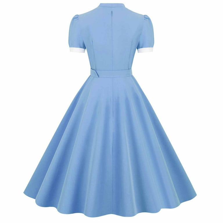 Wycnly Womens Dresses Empire Waist Flowy Pleated Swing A Line Vintage 1950s Graduation Dresses Summer Color Block V-Neck Short Sleeve Formal Midi Wycnly Womens Dresses Empire Waist Flowy Pleated Swing A Line Vintage 1950s Graduation Dresses Summer Color Block V-Neck Short Sleeve Formal Midi