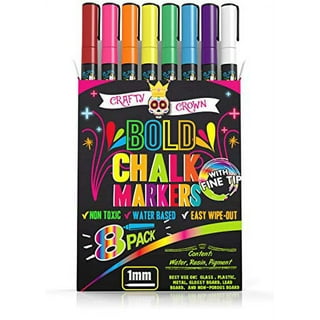 White Liquid Chalk Markers for Blackboards Chalkboard Signs, Glass, Windows  - Marker With Eraser & Magnet on back. Chalkboard Markers - 2 Pack