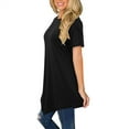 thumbnail image 6 of QLEICOM Womens Classic Solid Color Irregular Hem Tunic Tops Crew-neck Flowy Blouses Shirt Tops, Summer Short Sleeve Blouses Casual Loose Henley Shirts, Tees & Blouses S-2XL, 6 of 6