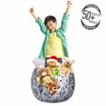 thumbnail image 3 of Geology Storage Toy Bag Chair, Rocks of the Earth Themed Pattern Gemstones with Different Cuts, Stuffed Animal Organizer Washable Bag, Small Size, Dark Ceil Blue Pale Grey, by Ambesonne, 3 of 3