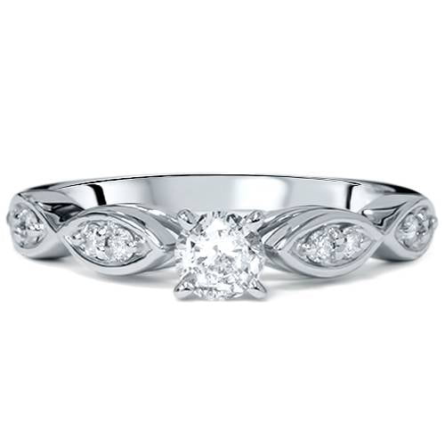 Pompeii 1/2CT Vintage Round Diamond Engagement Ring 14K White Gold (G/H,I1-I2)