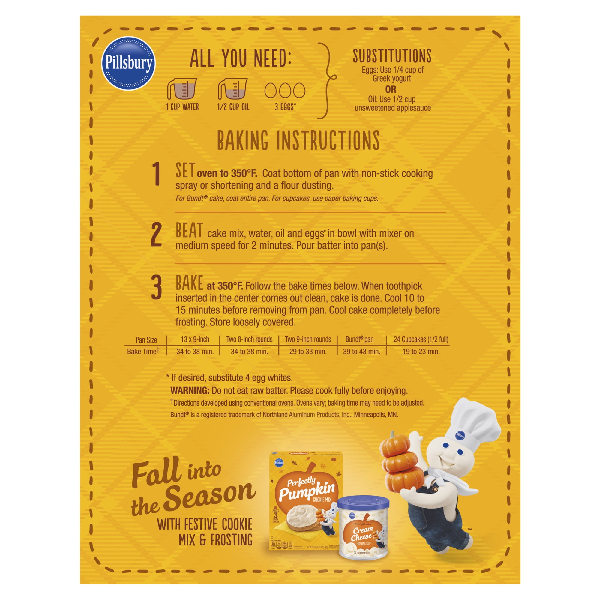 (2 pack) Pillsbury Moist Supreme Premium Perfectly Pumpkin Cake Mix, 15.25 Oz Box