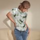 thumbnail image 3 of Balery green plaid Moose tree Body de cuello redondo de manga corta para mujer Tops de manga corta Tops básicos-Small, 3 of 7