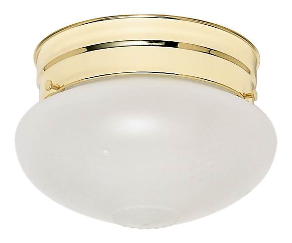 Sunlite HALL6/PB/GU24/1-18/ES 6-Inch Energy Saving Mushroom Ceiling Fixture Polished Brass Finish with White Glass
