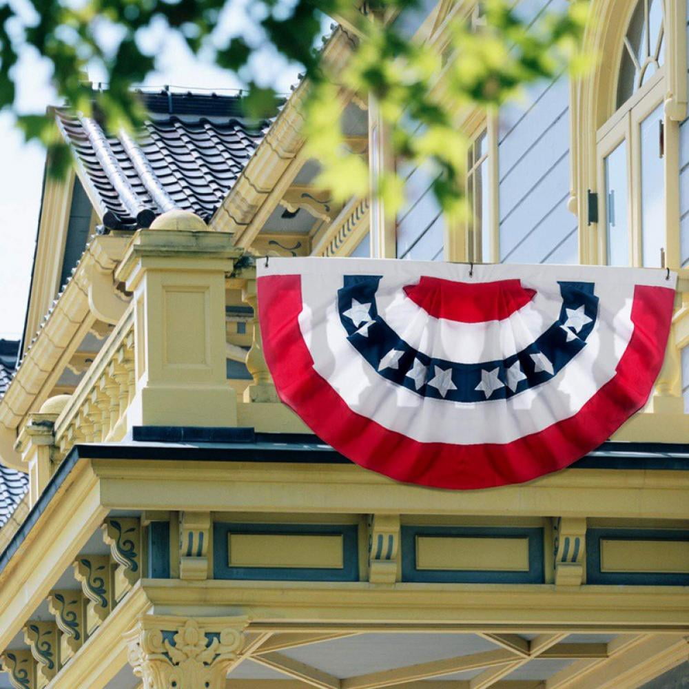 USA American Flag Fan Bunting 3x1.5 Feet Outdoor US Flag Decor Bunting Flag Bunting American Flag Porch Bunting American Flag Swag Bunting,3 Pieces