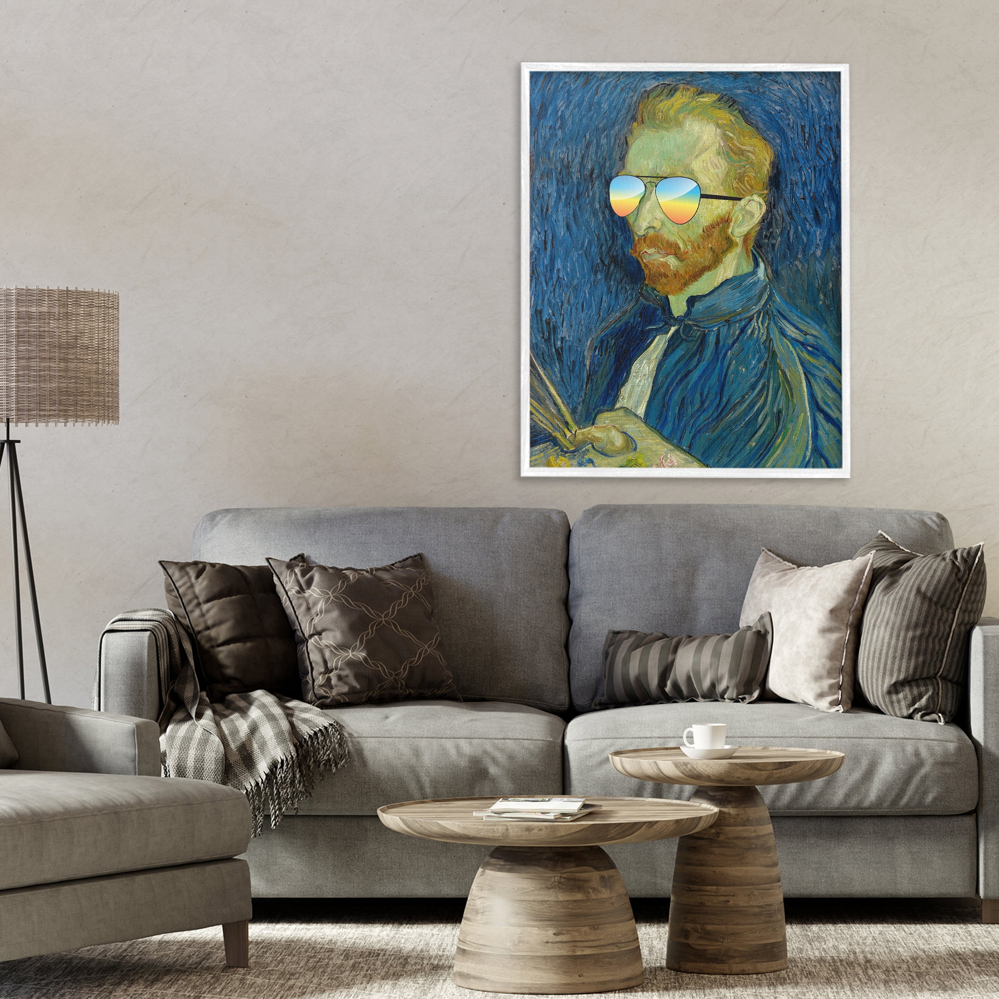 Funny Van Gogh Sunglasses White Framed Giclee Art, design by Masters Redux