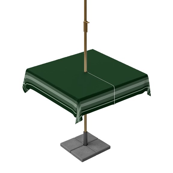 Outdoor Tablecloth with Umbrella Hole and Zipper Green Grid Square Tablecloths 54x54 Inch Waterproof Table Cloths Solid Color Lines Frame Patio Table Cover for Outdoor Tables Picnic BBQS Party Decor