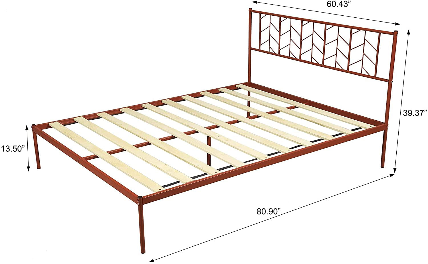 Virubi Queen Size Platform Bed Metal, 39 X 80 Bed Frame Dimensions In Feet