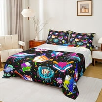 jejeloiu Watercolor Ice Cream Twin Sheet Sets,Baseball Sport Game Twin Fitted Sheet,Colorful Graffiti Drip Flat Sheet For Boys Girls,Breathable Home Decor,3pcs