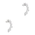 thumbnail image 3 of Jumpingount Pendientes de diamantes de imitación para mujer, pendientes sin perforaciones con Clip para la oreja, colgante de hoja, pendiente Blanco 2Conjunto, 3 of 6
