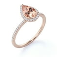 thumbnail image 4 of JeenMata Pear Shape 1.25 Carat Peach Pink Lab Created Morganite Engagement Ring in 18k Rose Gold over Silver, 4 of 6