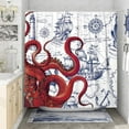 thumbnail image 3 of Blue Nautical Octopus Shower Curtain Set Funny Ocean Kraken Shower Curtains for Bathroom Cool Octopus Decor Polyester Fabric-72" x 72", 3 of 6