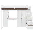 thumbnail image 6 of Harper & Bright Designs Full Size Loft Bed with Storage Stairs, Built-in Dressing Table & Wardrobe, High Loft Bed Frame with Mirror, USB Charging & Lights for Bedroom, White, 6 of 20