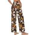 thumbnail image 2 of Psesaysky Skull Sunflower Print Wide Leg Women's Lounge Pants Lightweight High Waisted Flowy Yoga Elastic Casual Outfits Trousers with Pockets, Size S, 2 of 7
