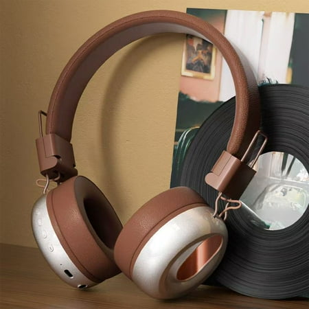 AuroraX Over-Ear Headphones Bluetooth Workout Active Noise Cancelling Wireless Earbuds with Mic Comfort Fit Gaming Earphone Birthday Gifts for Teen Boy Men(Brown)