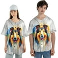 thumbnail image 4 of Watercolor Drip Collie Pop Art Colorful Portrait Artwork All Over Print 3D Baseball Shirt Collie Dog Lover Gifts Idea Softball Sport - 01009, 4 of 6