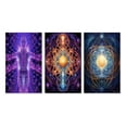 thumbnail image 2 of Designart "Purple Matrix Meditation Energetic Body" Meditation Wall Art Set Of 3 - Traditional Purple Gallery Wall Set For Home Decor, 2 of 6