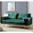 thumbnail image 2 of Velvet Fabric Couch, 2 Small Pillows, Modern Loveseat Sofa Twin Size Contemporary Sofas for Living Room & Bedroom (71"Green), 2 of 10
