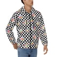 thumbnail image 4 of Zip Up Hoodies for Men - Floral Flower Checkerboard 90s Y2K Long Sleeve Comfrt Men'S Fashion Hoodies & Sweatshirts, Jackets for Men Hoodies Pullover Clothing Clothes with Pouch, 4 of 5