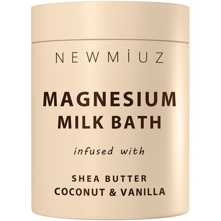 Creamy Magnesium Milk Bath Soak Powder Moisturize Soften Skin Coconut Vanilla Shea Butter Luxury Spa Bath Salt Relaxation Selfcare Gifts for Women