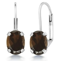 Gem Stone King Brown Smoky Quartz Leverback Earrings for Women (2.40 Cttw, Gemstone, Oval 8X6MM)