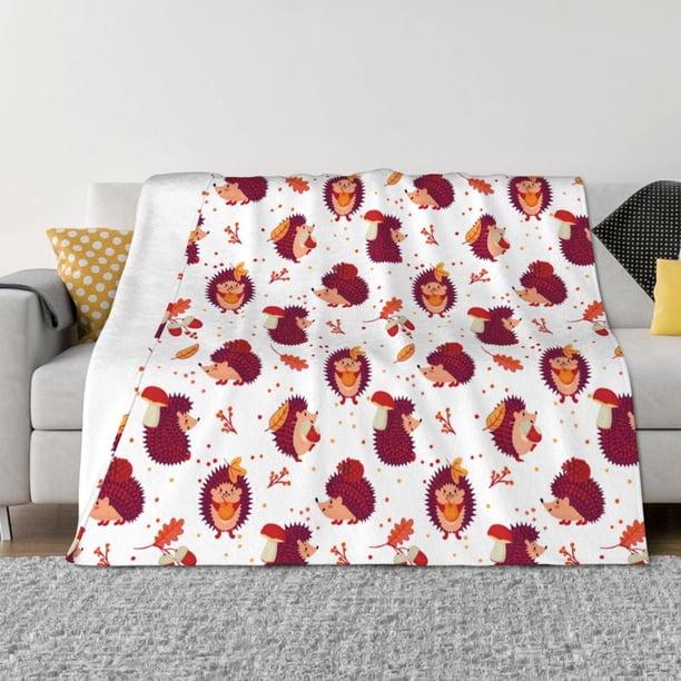 Balery Cartoon Hedgehogs Manta de Franela con Dibujo, Lujo Ultra Suave y Cálido, Antipelusa y Resistente a las Arrugas para Cama, Sofá, Camping -50"x40"