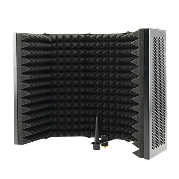 5 Panel Foldable Studio Microphone Isolation Shield Recording Sound Absorber Foam Panel,black