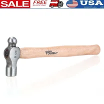 8 Ounce Ball Peen Wood Handled Hammer Heat Treated For Striking Chisels Punches
