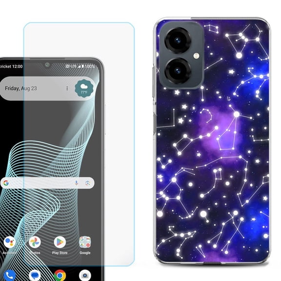 Shockproof Phone Case for Cricket Icon 2026, with Screen Protector, by OneToughShield - Constellations