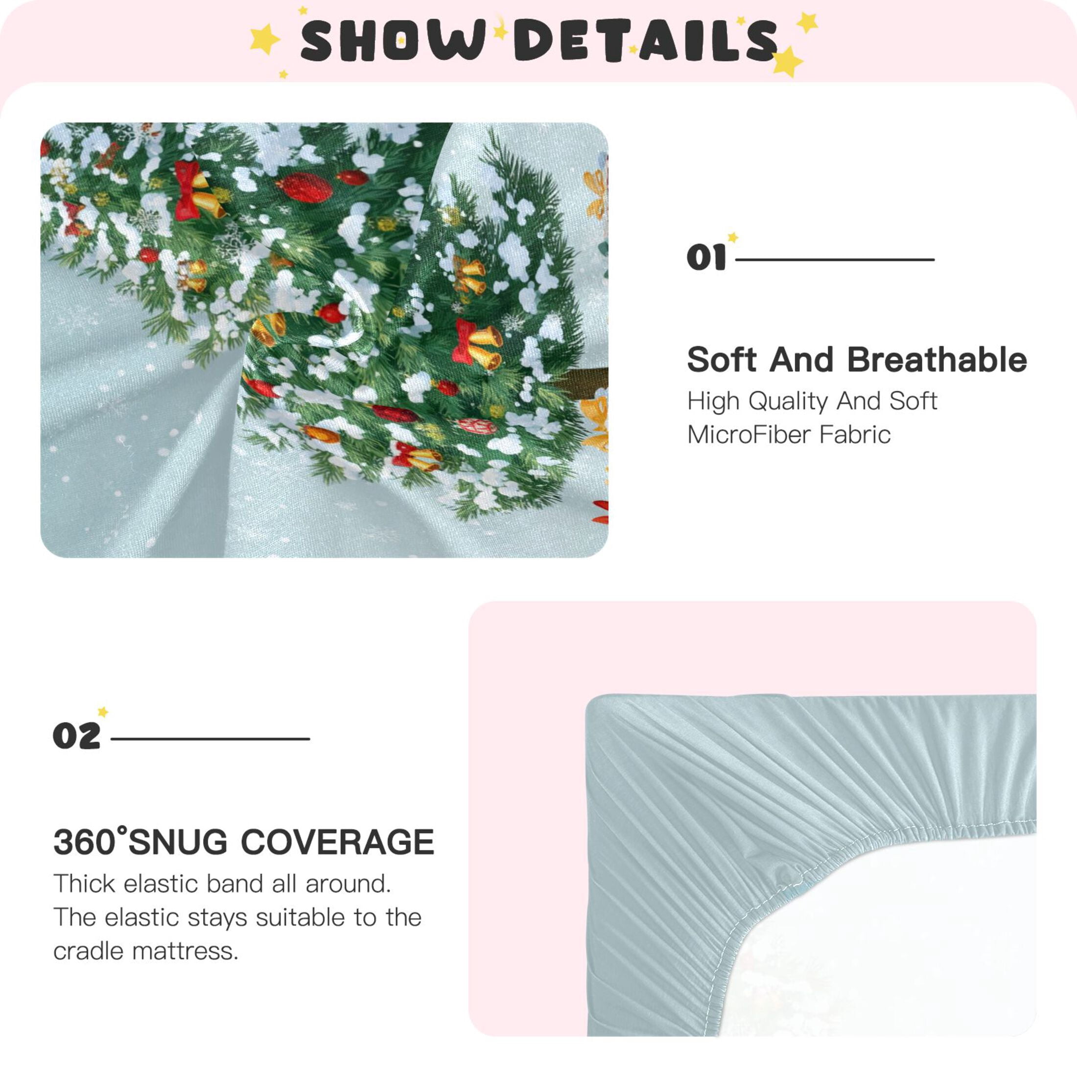 Baby Essentials 52”x 28”- Standard Cotton-like Modal Elastic- Sky-blue Gift Design Crib Sheets for Newborns and Toddlers