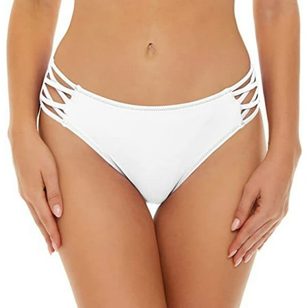 adviicd Womens Bikini Bottoms Womens Bathing Suit Bottoms Moderate High Cut Bathing Suit Bottoms Ruched Swimsuit Bottom (White L)