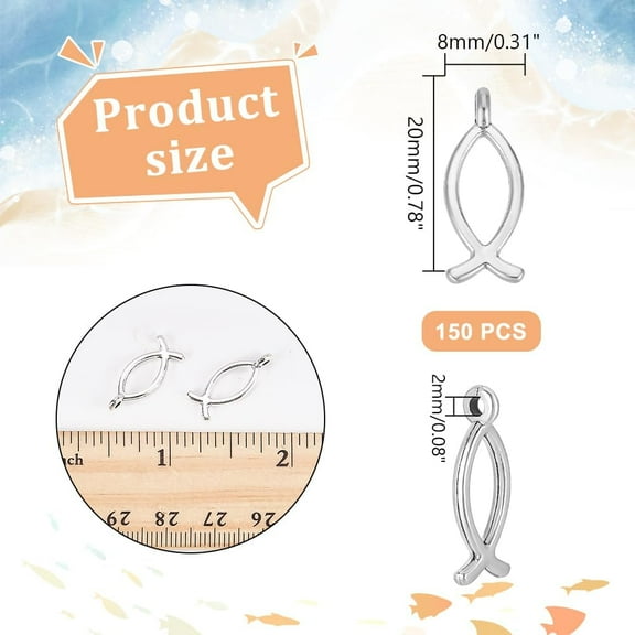 Alloy 150Pcs Tibetan Style Charms Jesus Fish Charms Fish Charms Pendant for DIY Bracelet Necklace Jewelry Making Findings