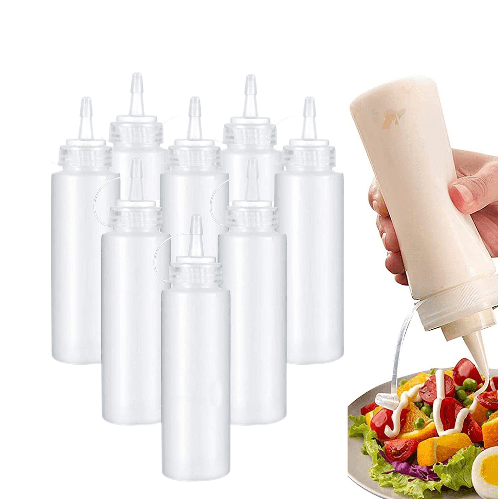 6pcs, Squeeze Bottles, 8 Oz Condiment Squeeze Bottles, Plastic Squeeze  Squirt Bottles With Twist On Caps And Measurement, Container Dispenser For  Ketc