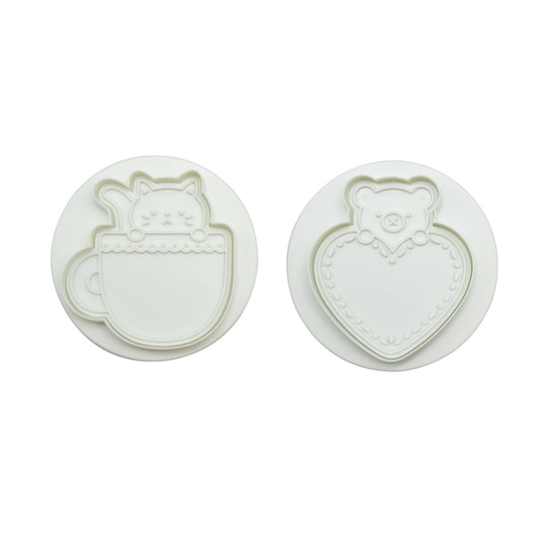Inteprter 2 piezas de moldes para galletas, accesorios para hornear, molde en relieve, herramientas de decoración de pasteles, fácil de limpiar, cortador Artesanía Inteprter HA061138-00