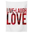 thumbnail image 3 of Ambesonne Live Laugh Love Tablecloth Rectangular Table Cover, Rose Petals, 52"x70", Red White and Black, 3 of 4