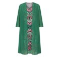thumbnail image 4 of JURANMO Women's Formal Dresses Trendy Flowy Summer Two Piece Mini Dress with Cardigan Vintage Print Wedding Guest Outfits Green XL Todays Daily Sales, 4 of 7